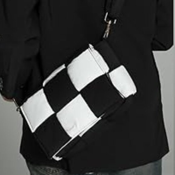 Neiman Marcus Woven Quilted Checkered Crossbody Purse - Picture 6 of 6